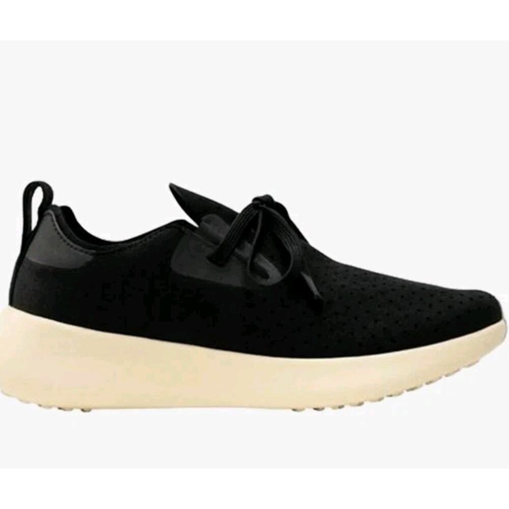 New Native Apollo 10 Jiffy Black Tapioca Off White Shoes US Men 9.5 Women 10.5